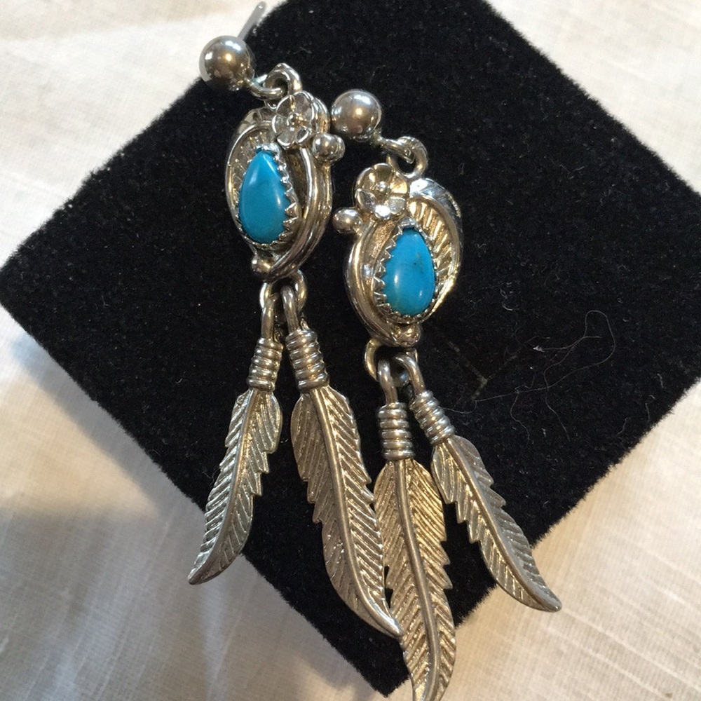 Vintage Sterling Navajo Turquoise Earrings